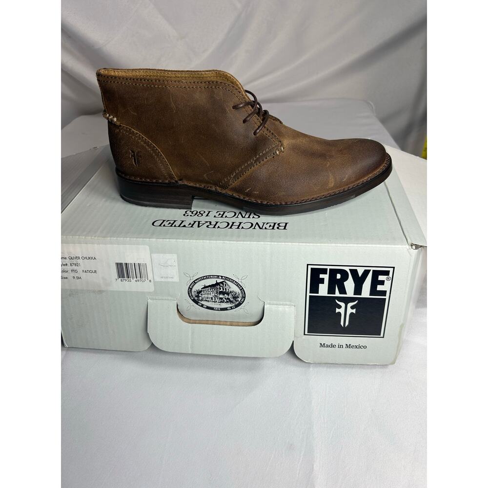 Frye Men's Oliver Lace-Up Chukka Boots Size 9.5 Brown Leather Casual new